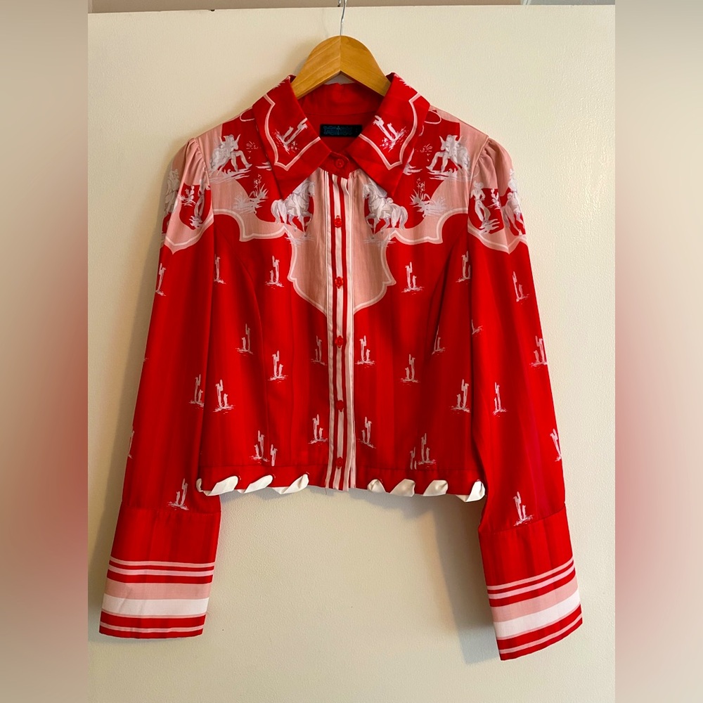 Western Red-Orange and White Women's Blazer